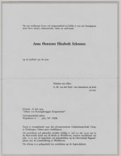 1995 Overlijden Anna Henriette Elizabeth Schouten [1909 - 1995]  